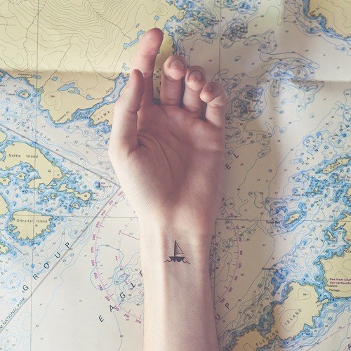 Lovely Sailboat Tattoo on The Wrist
