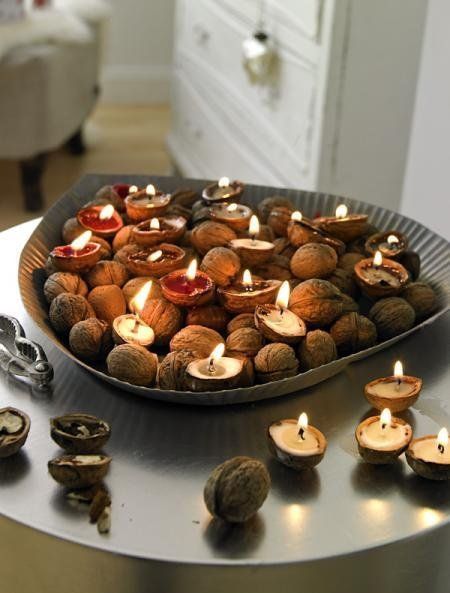 Nut Shell Candle Holders