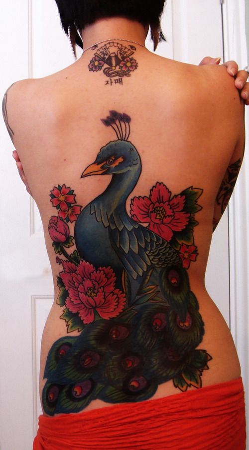 Peacock Back Tattoo