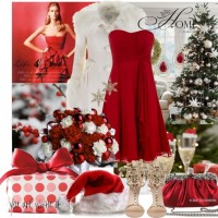 Pretty Red and White Outfit Idea for Christmas Party