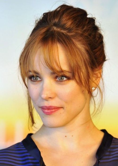 Pretty Updo Hairstyle with Wispy Bangs