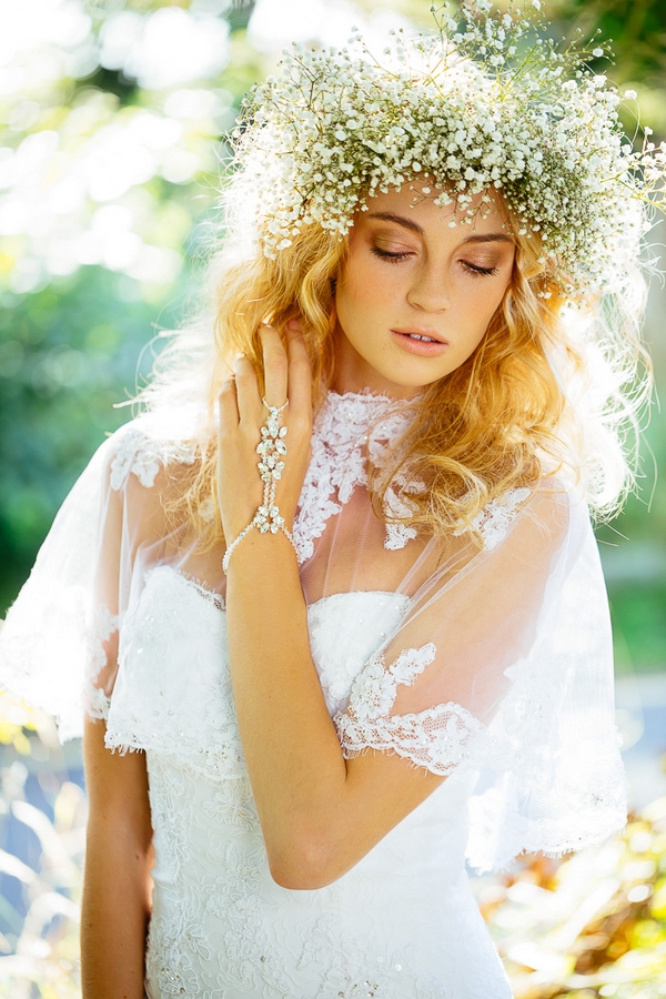 Romantic Bridal Hairstyle with Floral Crown