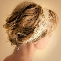 Romantic Short Hair with Headband for Wedding