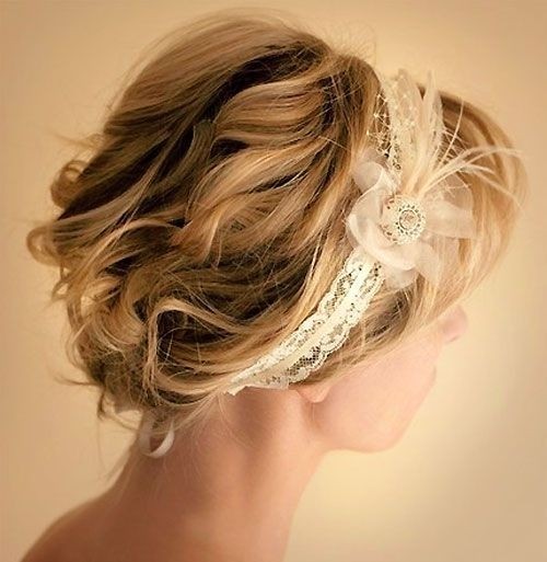 Romantic Short Hair with Headband for Wedding