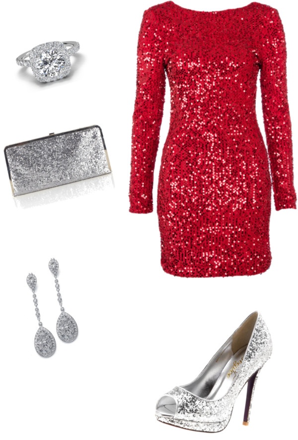 Sequined Hot Red Dress for 2015 Christmas Party