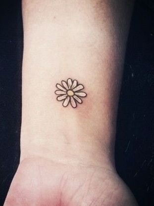 Simple Black Daisy Tattoo