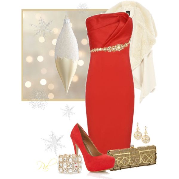 Simple Red Dress Outfit for 2015 Christmas