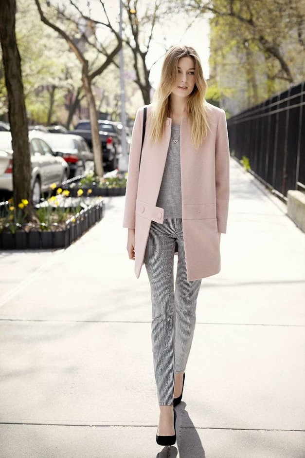 Stunning Grey Outfit Idea with Pastel Coat