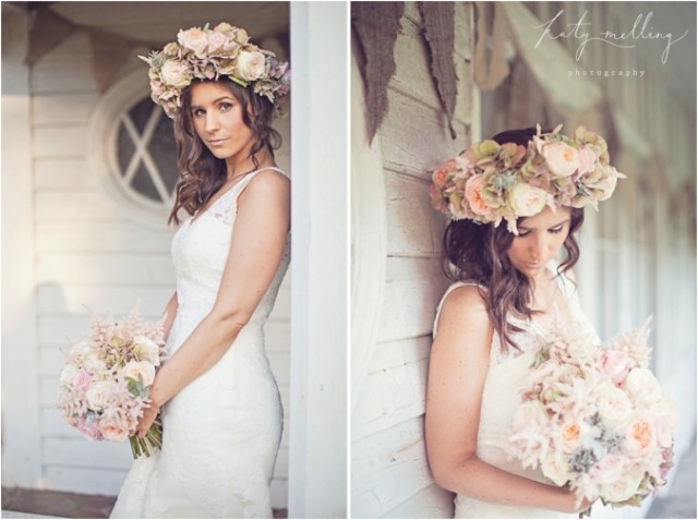 Stunning Wedding Hairstyle with Floral Crown