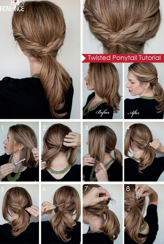 Twisted Ponytail for Mid-length Hair