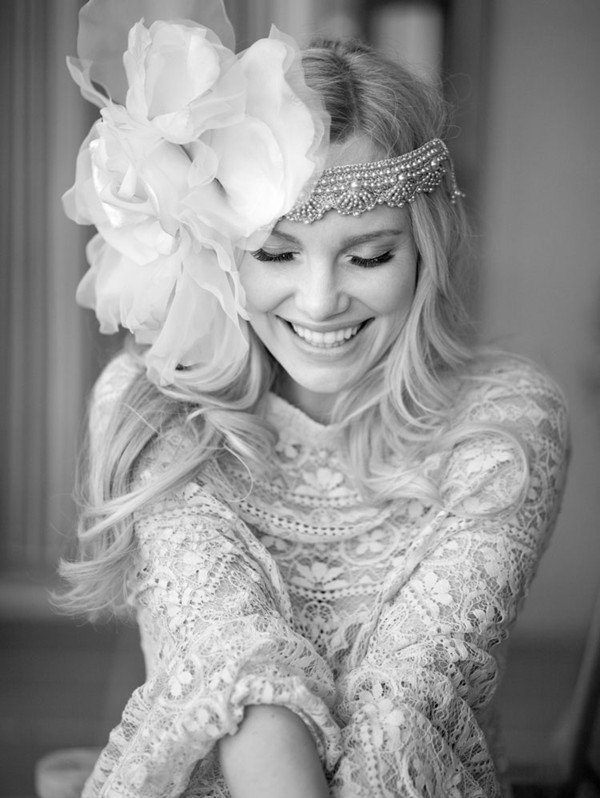 Vintage Floral Crown Hairstyle for Wedding