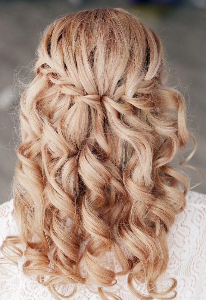 Waterfall Braid for Curly Wedding Hairstyles