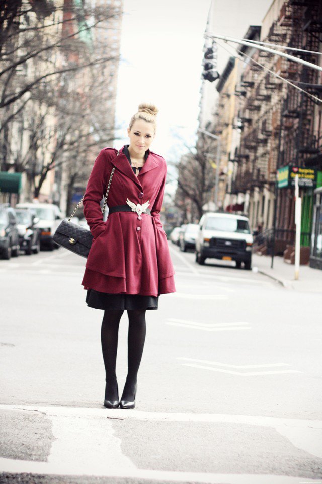 Winter Outfit Idea with A Red Trench Coat
