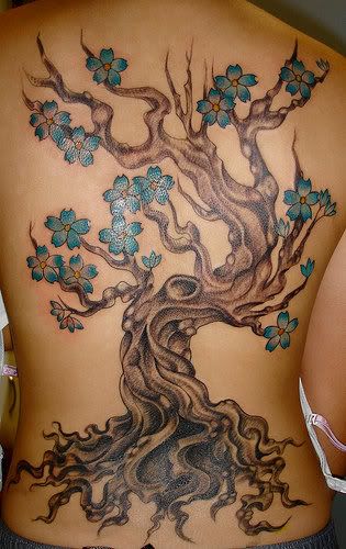 Cherry Tree Tattoo on Back