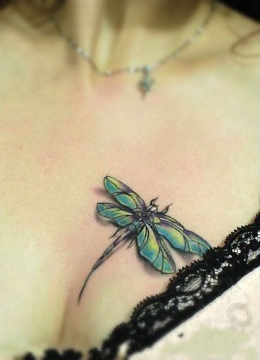 Chest Dragonfly Tattoo