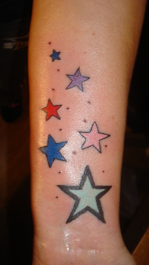 Colorful Star Tattoos on Wrist