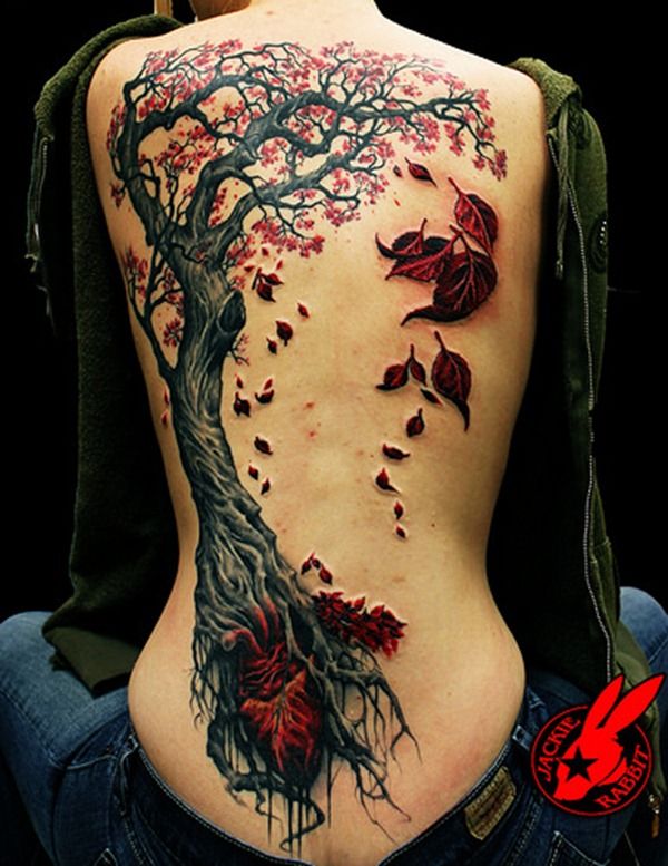 Fall Tree Tattoo on Back