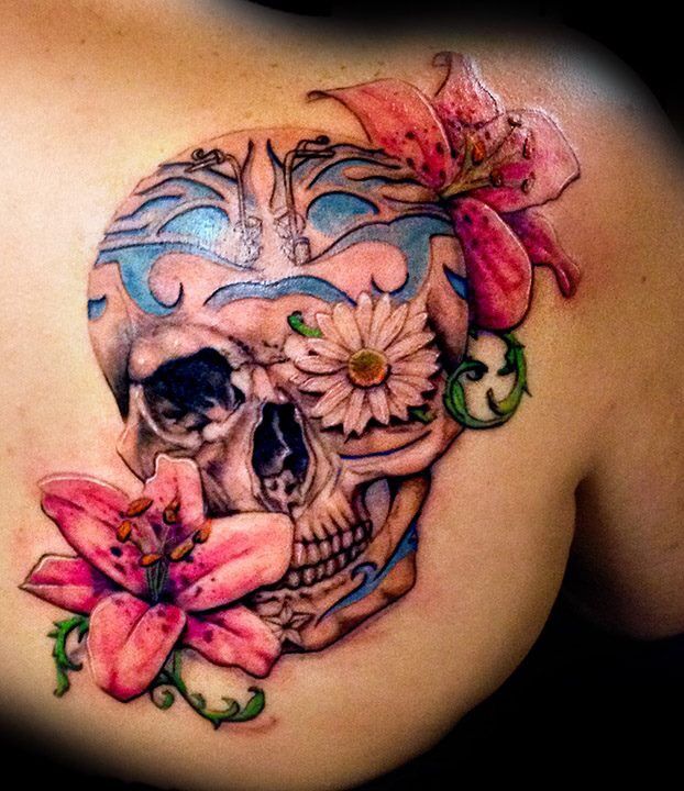 Floral Skull Tattoo