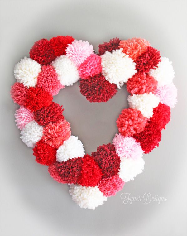 Heart Shape Pom Pom Wreath