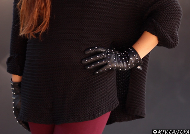Leather Gloves with Studs