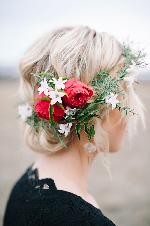 Low Bun with Flower Crown