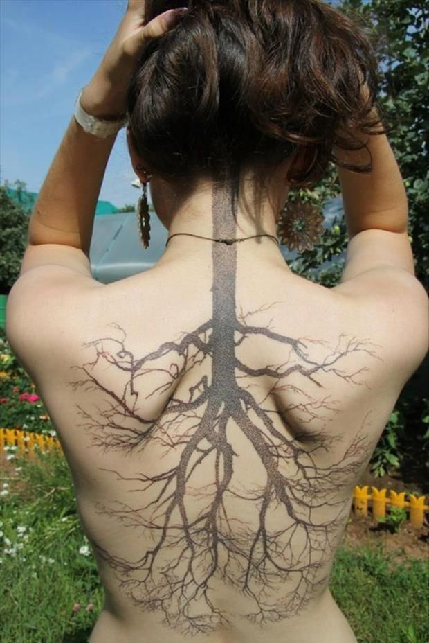 Reverse Tree Tattoo on Back