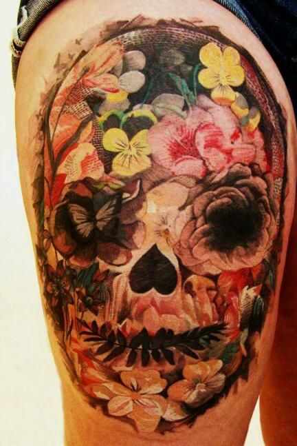12 Watercolor Skull Tattoo Designs - Pretty Designs