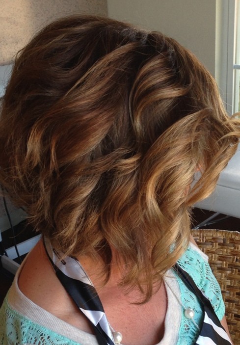 Stacked Wavy Curly Bob Hairstyles for Short Hair