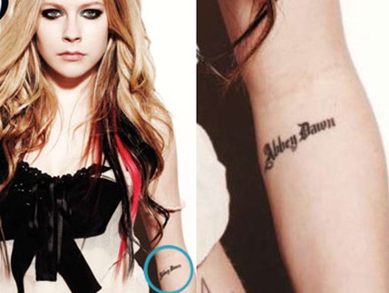 Avril Lavigne tattoos - Abbey Dawn tattoo
