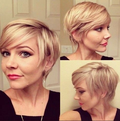 Chic casual short hairstyle with side swept bangs