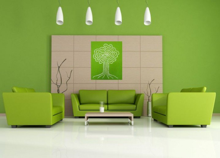 Green Walls and Green Sofa
