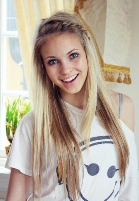 Long Straight Hair with Braided Bangs