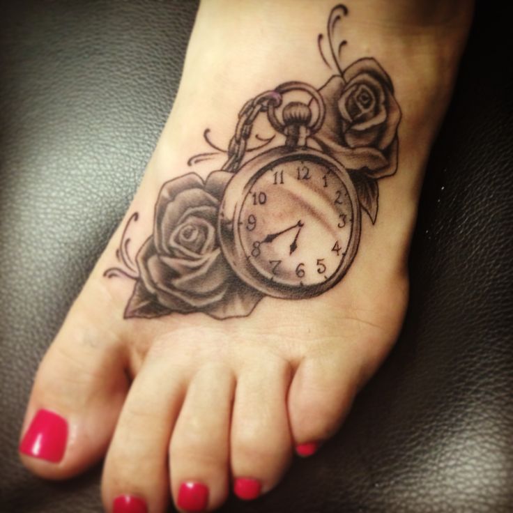 Rose and Clock Tattoo