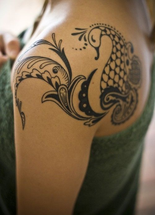 Stylish Bird Shoulder Tattoo