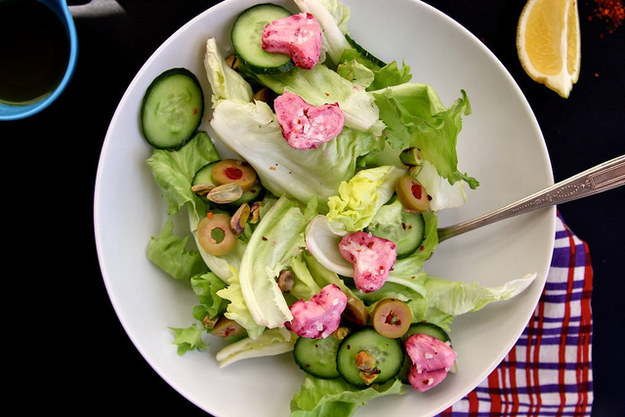 Green Salad with Cheese Heart