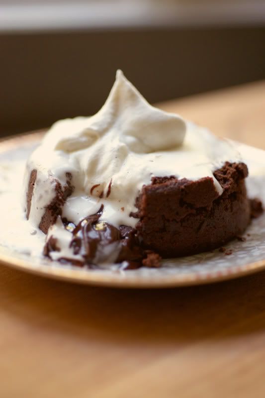 Molten Chocolate Cake with Maple Whipped Cream
