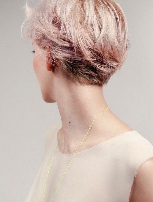 Pink Colored Short Hairdo