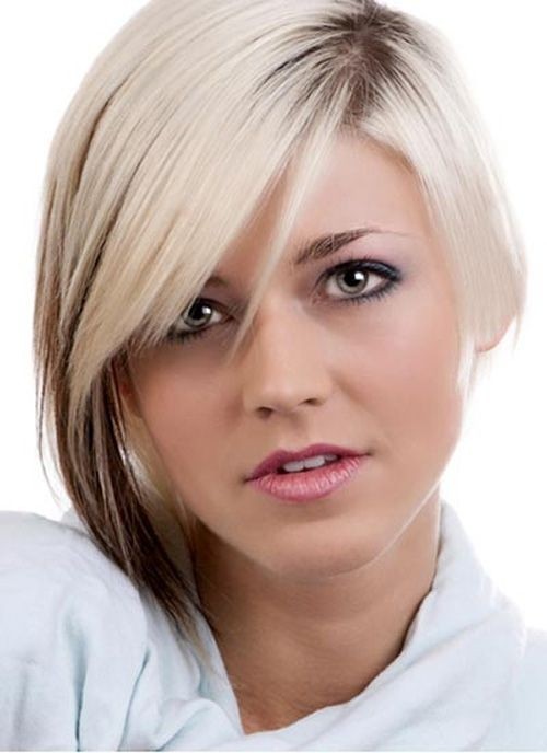 Short Blond Haircut with Asymmetrical Cut