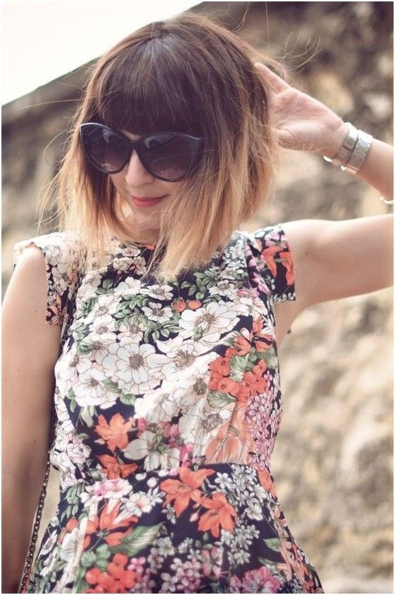 Cute Short Bob Hairstyle with Blunt Bangs
