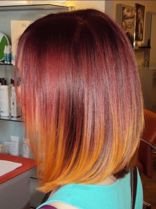 Long Straight Bob Haircut for Red Ombre Hair