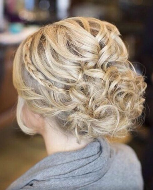 Messy Braided Updo Hairstyle for Blond Hair