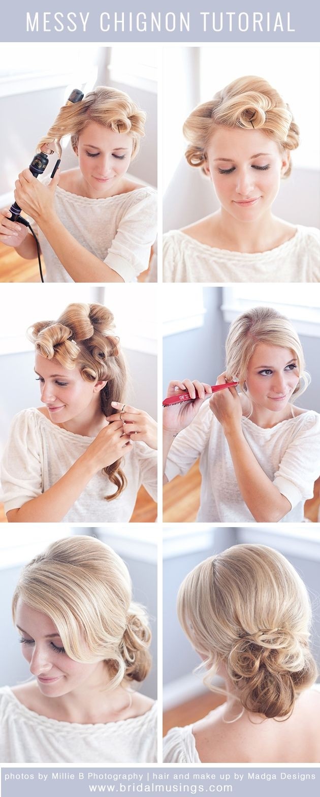 Messy Low Chignon for Wedding Hairstyles