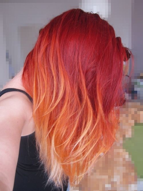 Mid-length Hairstyle for Red Ombre Hair