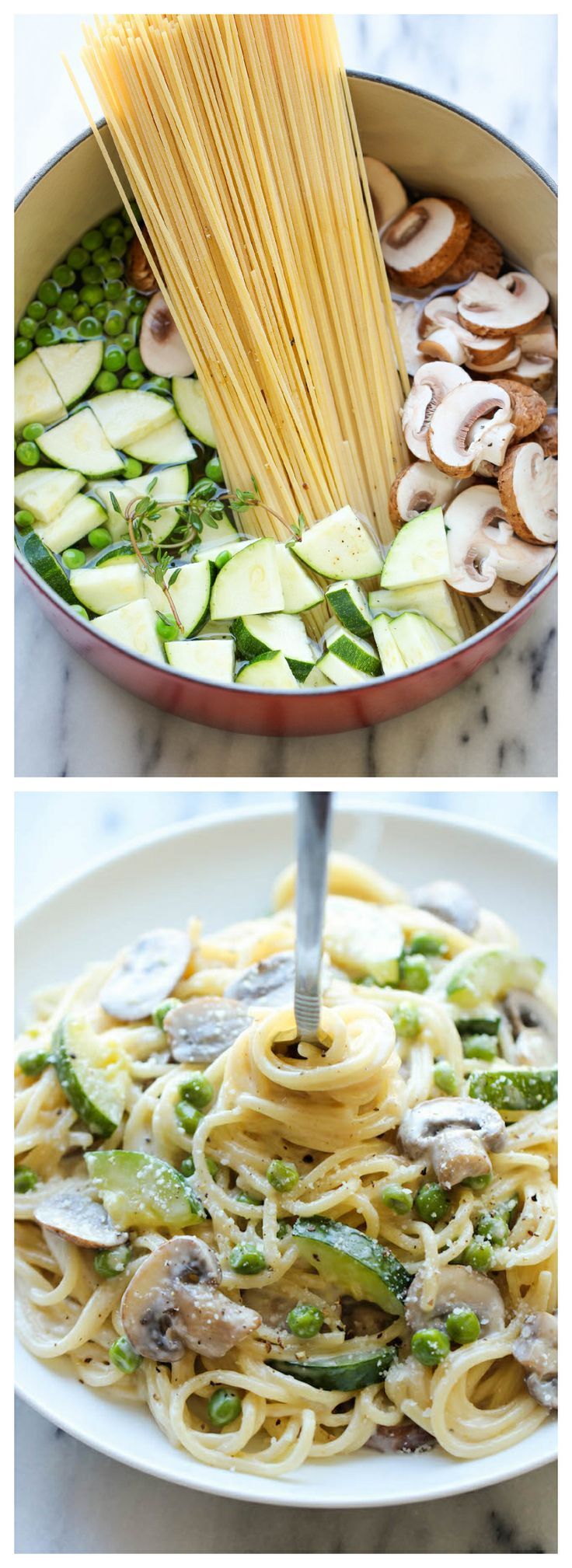 One Pot Zucchini Mushroom Pasta