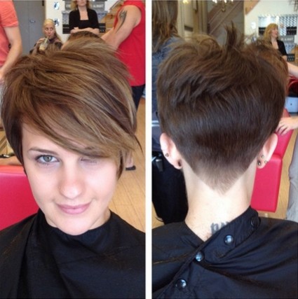 Pixie Haircut with Long Side Bangs