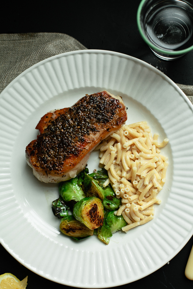 Pork Chops with Mac and Cheese