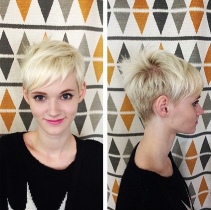 Short Blond Hairstyle with Bangs