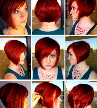 Short Straight Hairstyle with Bangs for Red Hair