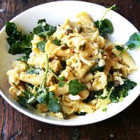 Campanelle with Hard-boiled Eggs, Capers, and Watercress