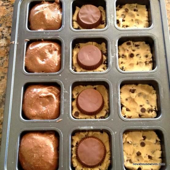 Chocolate Chip Cookie Peanut Butter Cup Brownies